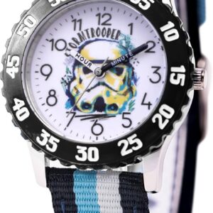 STAR WARS Kids' Bezel Stainless Steel Time Teacher Analog Nylon Strap Watch