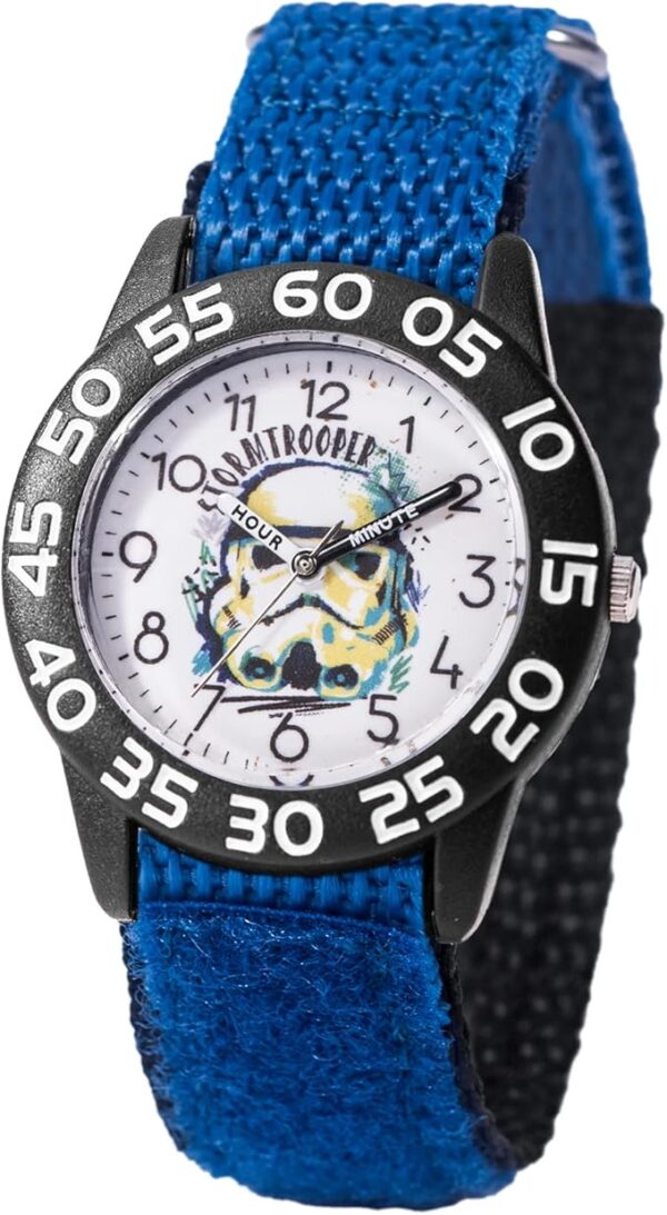 STAR WARS Kids' Plastic Time Teacher Analog Quartz Nylon Strap Watch, Black/Blue